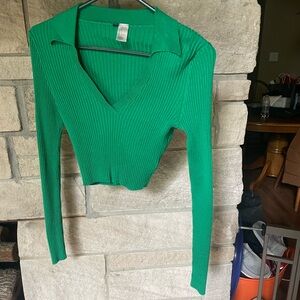 H&M Green Ribbed Crop Top